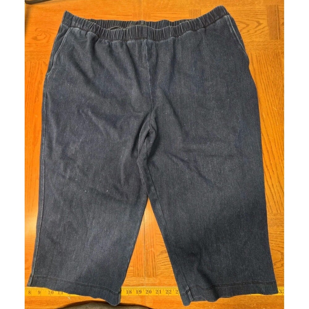 Lands' End Pull-On Denim Blue Starfish Straight Leg Capri Plus Size 2X/T
